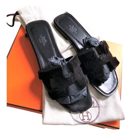 hermes fur sandal|hermes sandals women black.